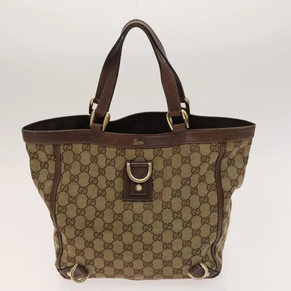 GUCCI GG Canvas Abbey Tote Bag 2Set Beige Gold Auth BA2173 - Picture 16 of 16